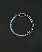 PRECIOUS | Holographic Bead Necklace | Stainless Steel Chain | Techno Rave Jewelry