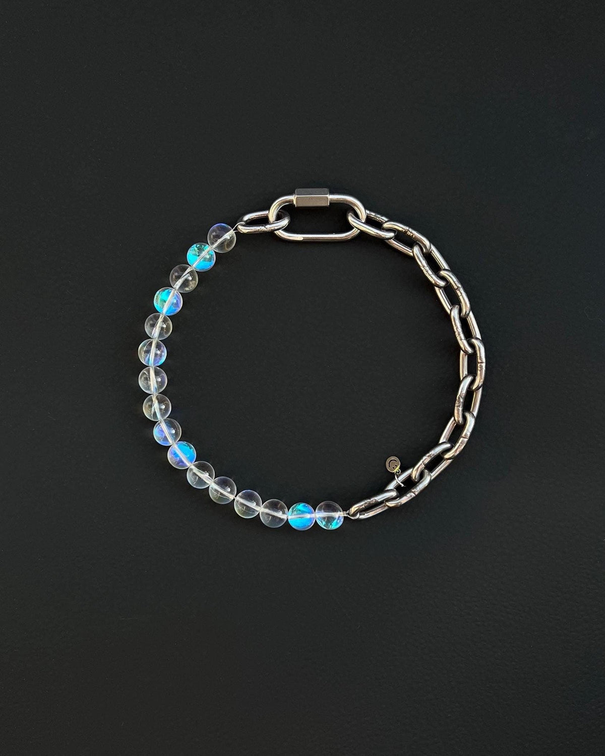 PRECIOUS | Holographic Bead Necklace | Stainless Steel Chain | Techno Rave Jewelry