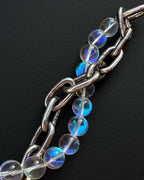 PRECIOUS Holographic Bead Necklace | Stainless Steel Chain Necklace | Techno Rave Jewelry