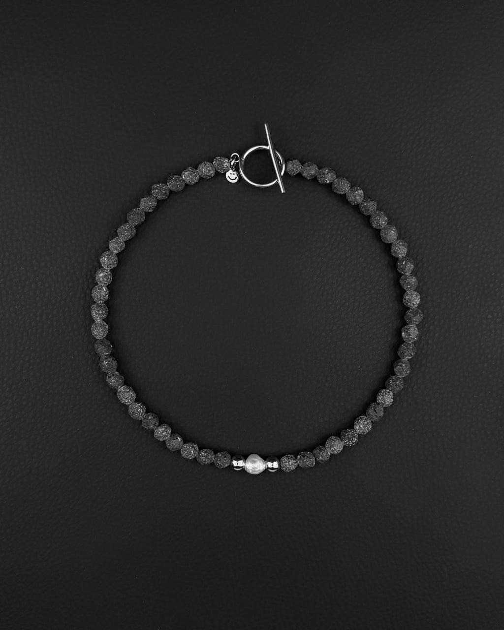 LJÓSBRUNNUR | Handmade Lava Stone & Pearl Necklace | Dark Minimal Jewelry