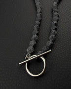 LJÓSBRUNNUR | Handmade Lava Stone & Pearl Necklace | Dark Minimal Jewelry
