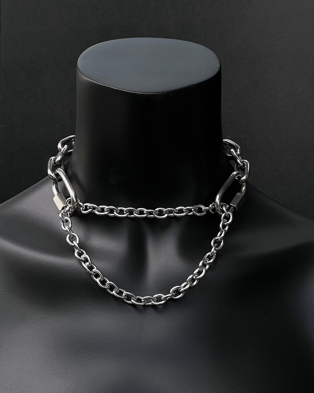 MARTINGALE Silver Chain Choker | Stainless Steel Techno Necklace | Industrial Rave Jewelry