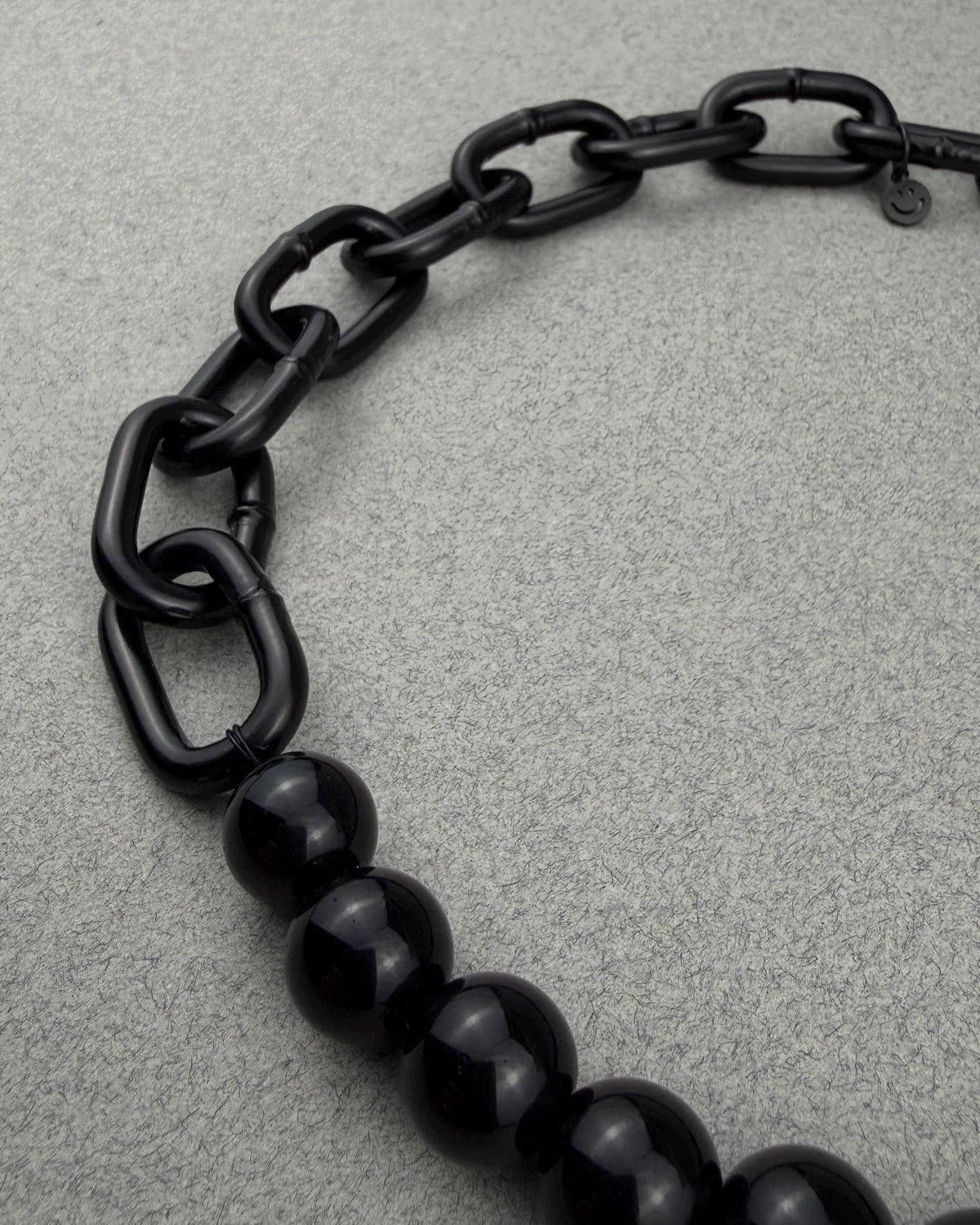 MONOCHROMATIC | Black glass beads Necklace | Black Steel Chain | Handmade Techno Rave Jewellery