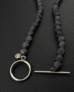 LJÓSBRUNNUR | Handmade Lava Stone & Pearl Necklace | Dark Minimal Jewelry