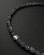 LJÓSBRUNNUR II | Handmade Lava Stone & Pearl Necklace | Dark Minimal Jewelry