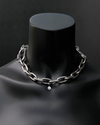 MARTINGALE Silver Chain Choker | Stainless Steel Techno Necklace | Industrial Rave Jewelry
