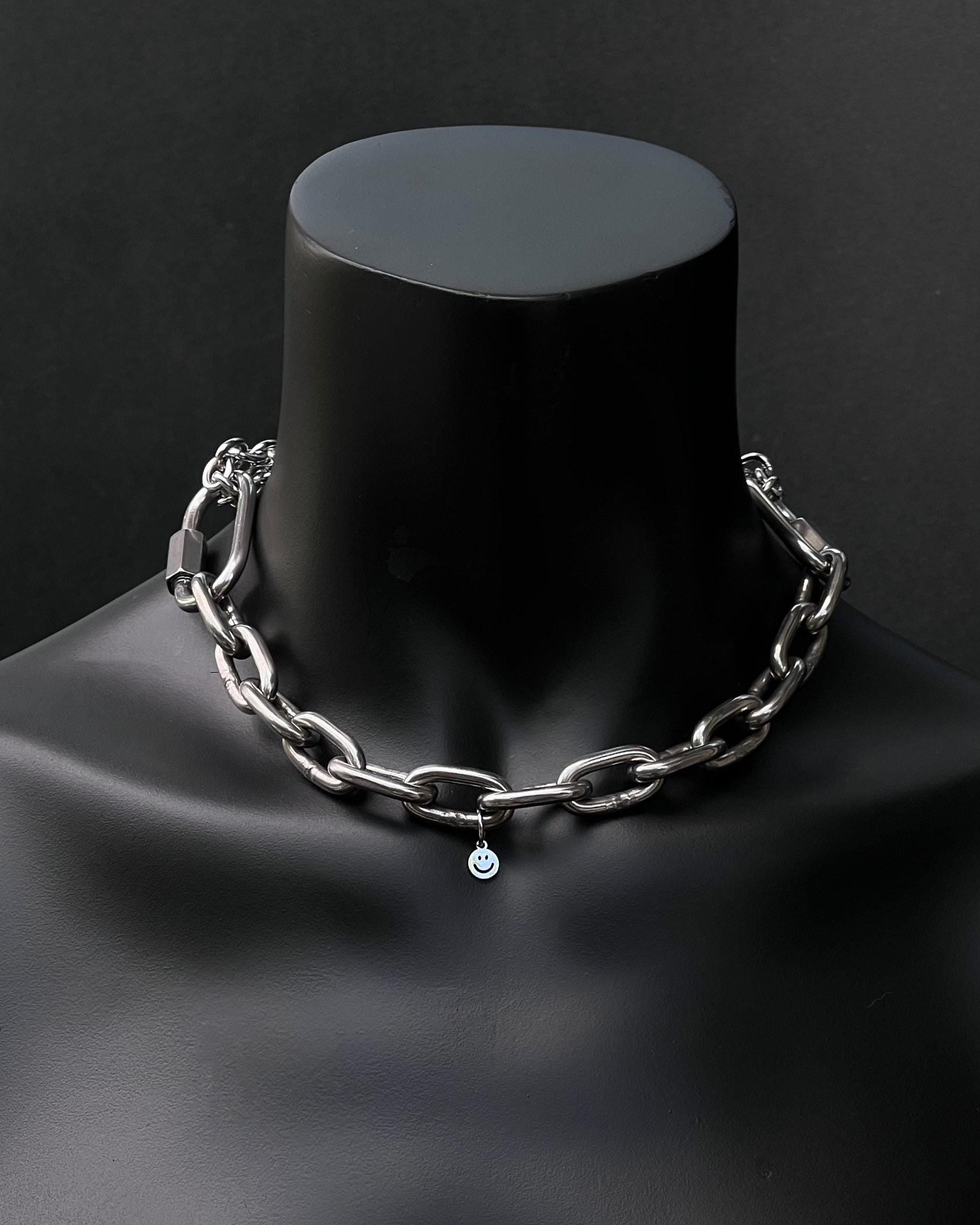 MARTINGALE Silver Chain Choker | Stainless Steel Techno Necklace | Industrial Rave Jewelry