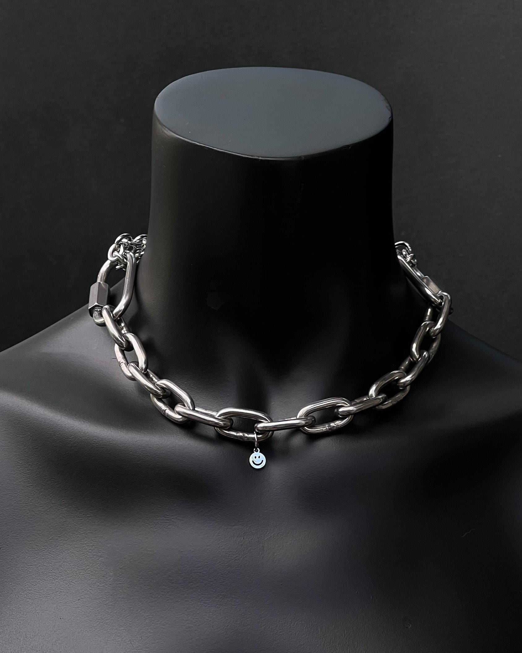 MARTINGALE Silver Chain Choker | Stainless Steel Techno Necklace | Industrial Rave Jewelry