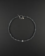 LJÓSBRUNNUR II | Handmade Lava Stone & Pearl Necklace | Dark Minimal Jewelry