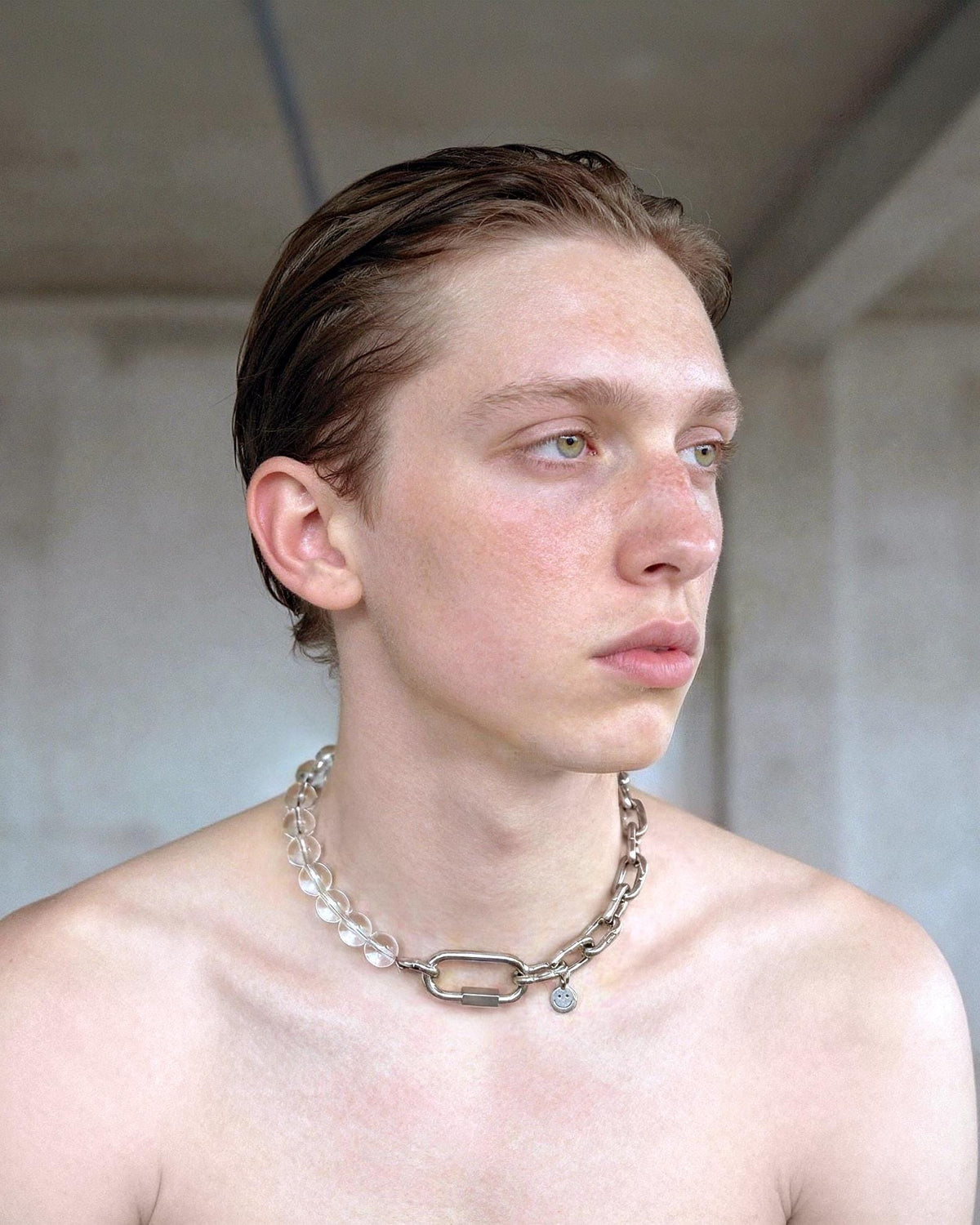 WATER | Clear Glass Beads Necklace | Stainless Steel Chain | Handmade Rave Jewellery