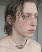 HAZE | Frosted Glass Beads Necklace | Stainless Steel Chain | Techno Rave Jewellery