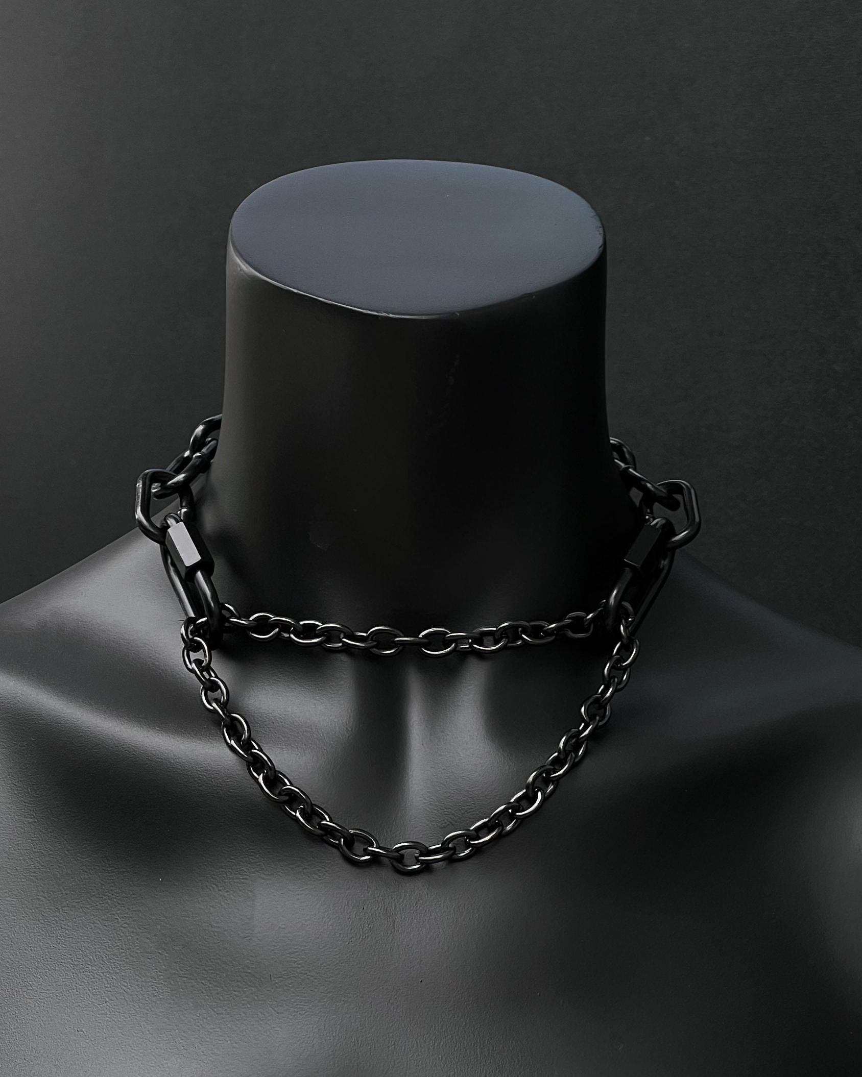 MARTINGALE Black Chain Choker | Steel Techno Necklace | Industrial Rave Jewelry