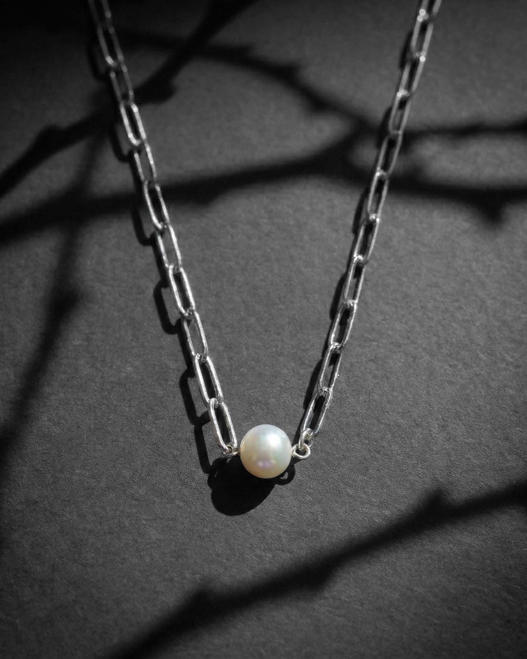 PEARLCORE II | Handmade Pearl & Stainless Steel Necklace | Industrial Rave Jewellery