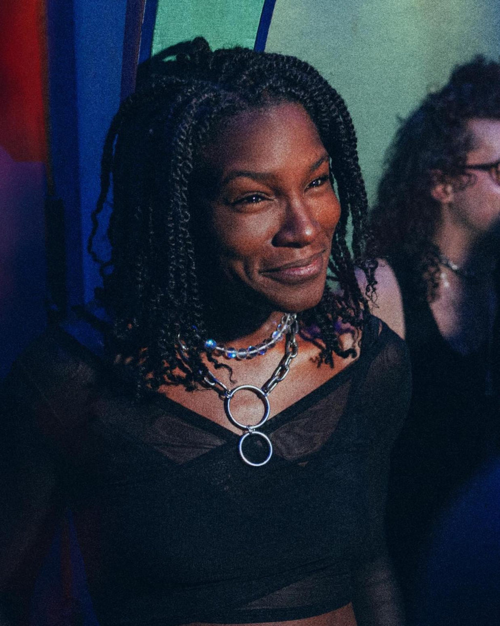 PRECIOUS Holographic Bead Necklace | Stainless Steel Chain Necklace | Techno Rave Jewelry