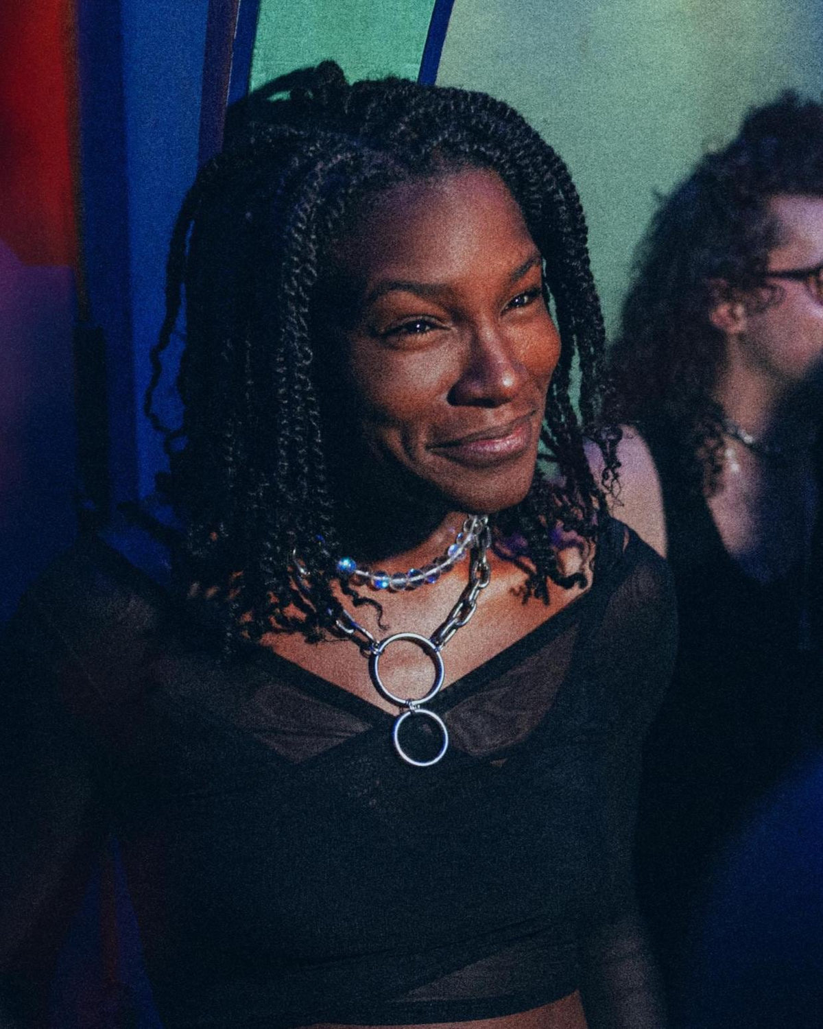 PRECIOUS | Holographic Bead Necklace | Stainless Steel Chain | Techno Rave Jewelry