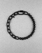 MONOCHROMATIC | Black glass beads Necklace | Black Steel Chain | Handmade Techno Rave Jewellery