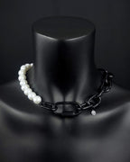 NON BINARY | Glass Beads Necklace | Handmade Steel Chain | Techno Rave Jewellery