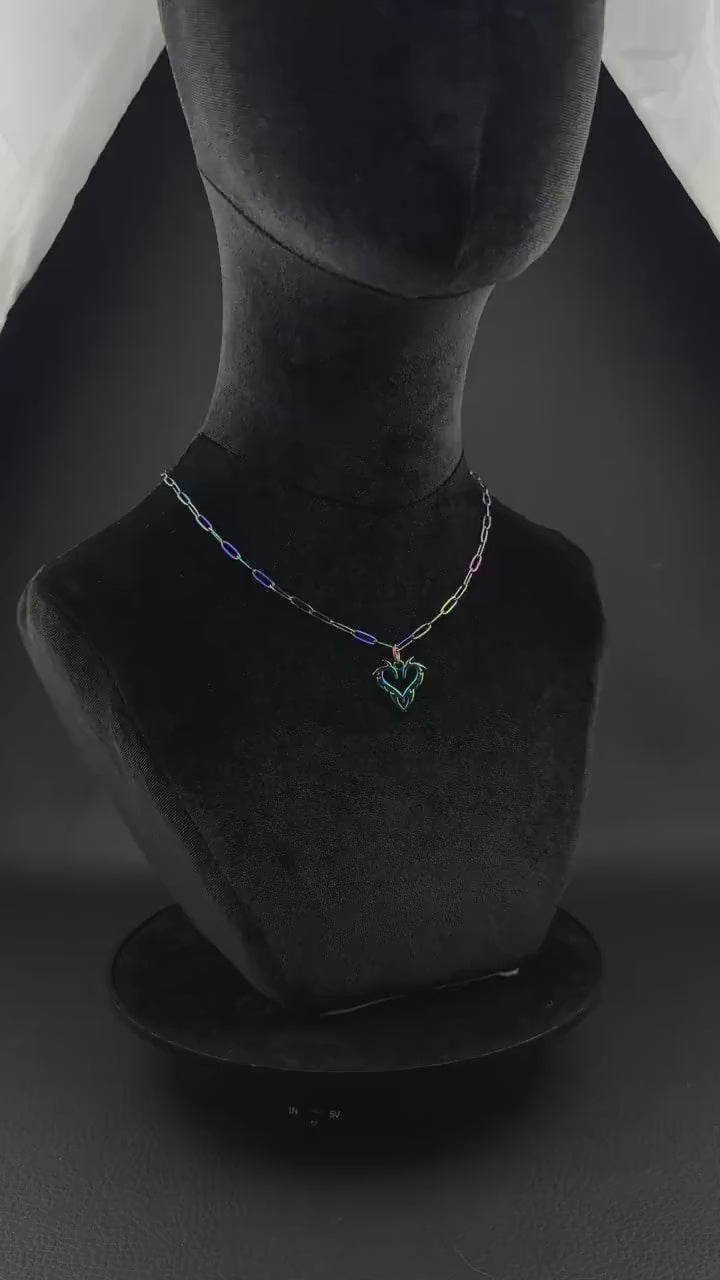 NEO TRIBAL (Pride Special) | Handmade Stainless Steel Necklace | Rave Jewelry | Rainbow finish