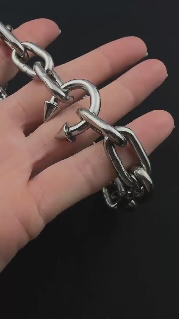 FANG (4mm) | Handmade Stainless Steel Chain | Techno Rave Necklace