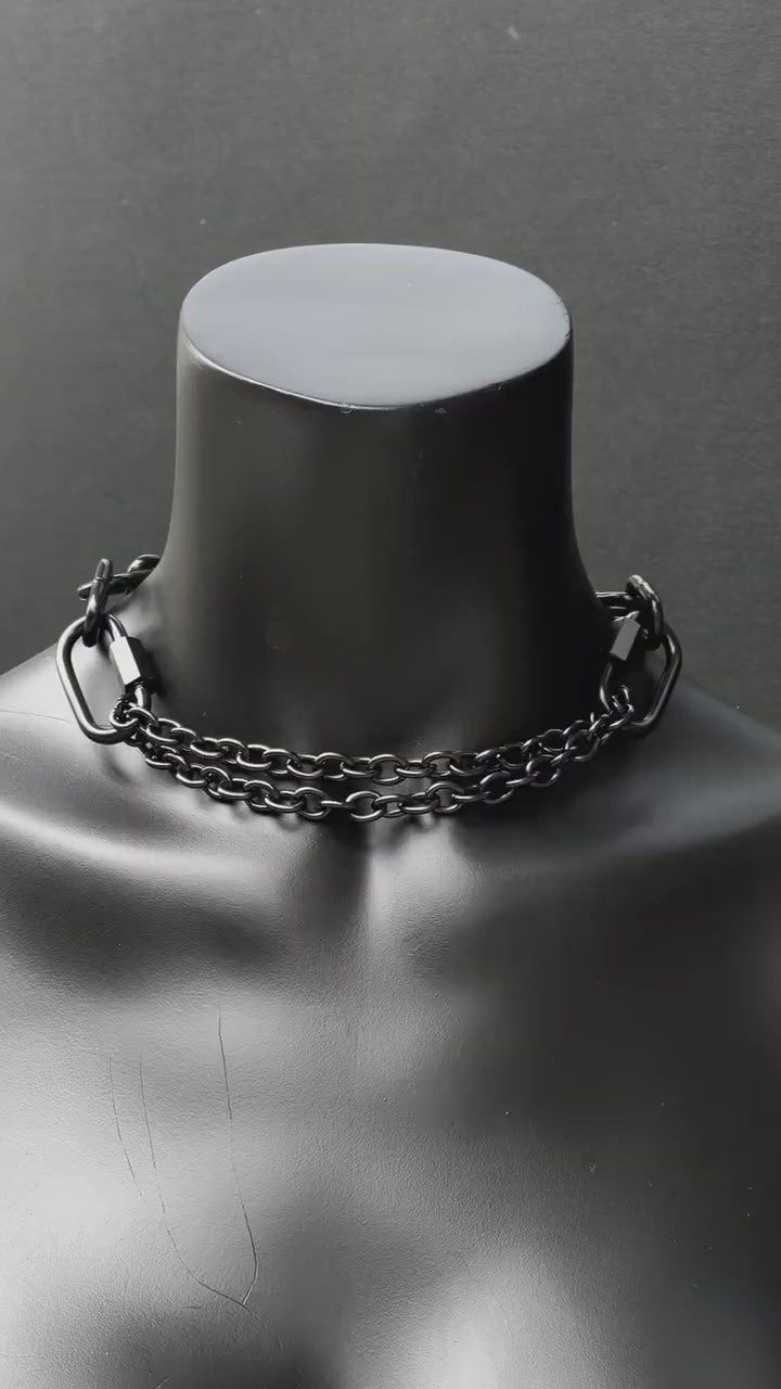 MARTINGALE Black Chain Choker | Steel Techno Necklace | Industrial Rave Jewelry
